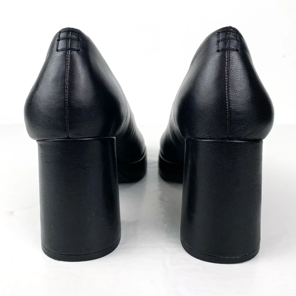 Clarks Signature Zoya85 Court shoes chunky heeled pumps in black leather size 8 - Picture 4 of 8